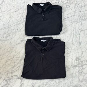 Men's James Perse Black Polo Shirt Bundle Sz 4 XL